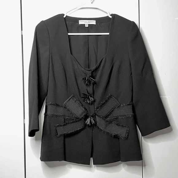 Carolina Herrera Embellished Bow Front Jacket 6 - Picture 1 of 6